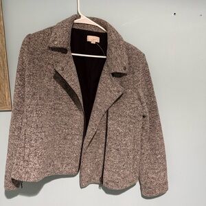 LOFT Women's Textured Gray Teddy Jacket